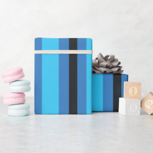 Papier Cadeau Motif à rayures bleu noir