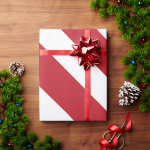 Papier Cadeau Motif à rayures diagonales rouges et blanches