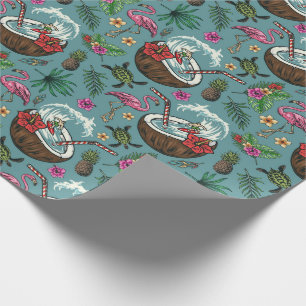 Papier Cadeau Motif à thème tropical surf rétro
