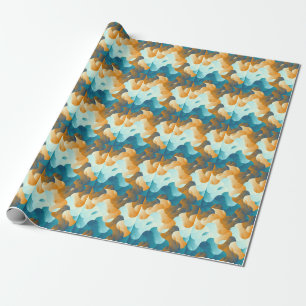 Papier Cadeau motif à vague vintage, bleu et marron.