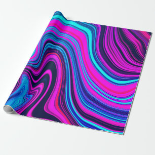 Papier Cadeau Motif Abstrait à la mode brillant néon violet rose