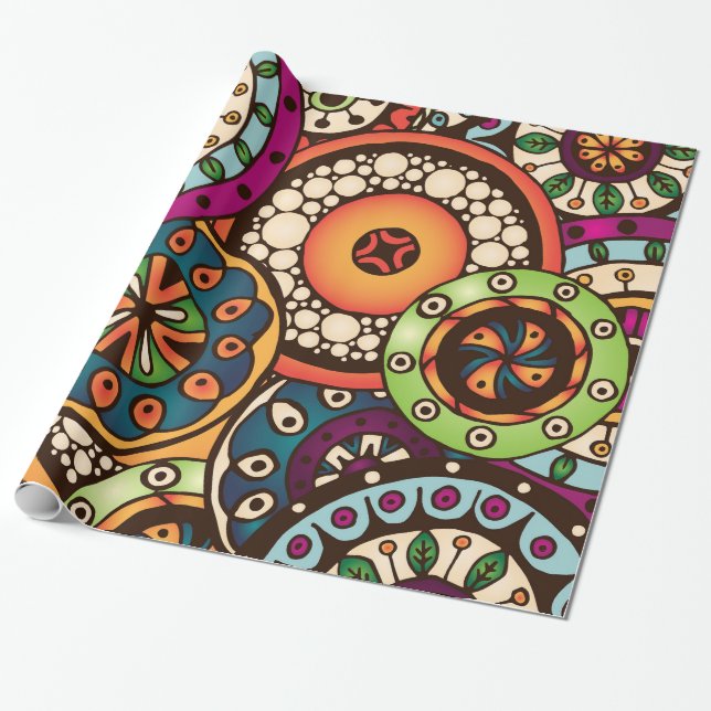 Papier Cadeau Motif abstrait à la mode génial de Boho rétro (Déroulé)