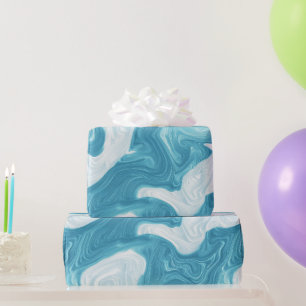 Papier Cadeau Motif abstrait bleu aqua dérive blanche de l'océan