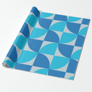 Papier Cadeau Motif abstrait bleu et turquoise du milieu du sièc