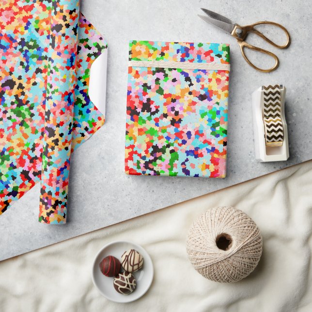 Papier Cadeau Motif Abstrait Confetti coloré (Artisanat)