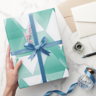 Papier Cadeau Motif abstrait cyan menthe triangle géométrique