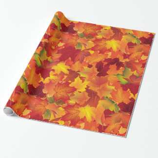 Papier Cadeau Motif abstrait de feuille d'automne