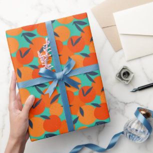 Papier Cadeau Motif Abstrait de fruits orange