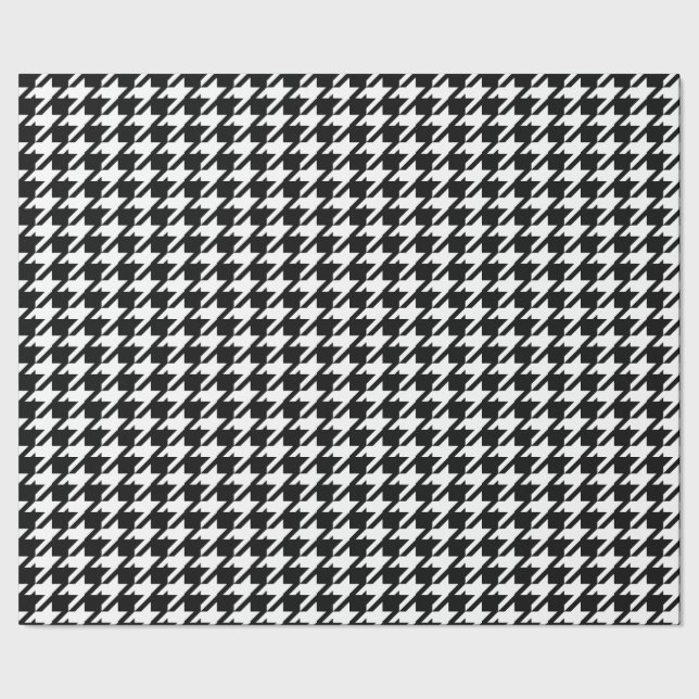 Papier Cadeau Motif Abstrait de Houndstooth noir et blanc (Couture)