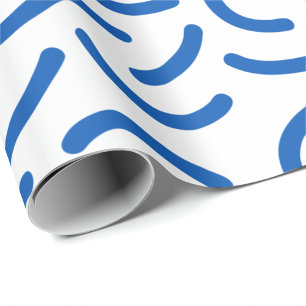 Papier Cadeau Motif abstrait de lignes bleues épaisses et ondulé