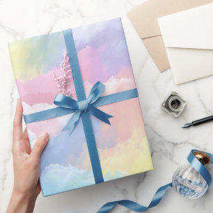 Papier Cadeau Motif Abstrait de Mélange de Nuages Doux Arc-en-ci