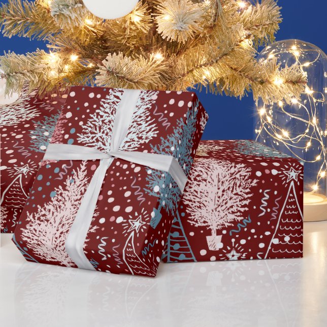 Papier Cadeau Motif Abstrait des arbres de Noël (Vacances)