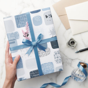 Papier Cadeau Motif Abstrait Équilibre Gris Bleu Clair