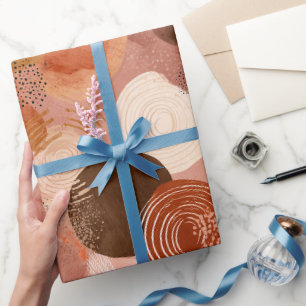 Papier Cadeau Motif abstrait terracotta Tons Terre Boho