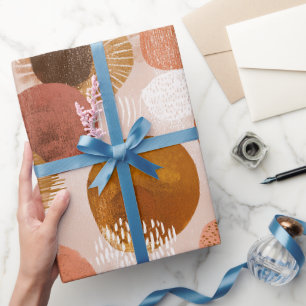 Papier Cadeau Motif abstrait terracotta tons terre Boho