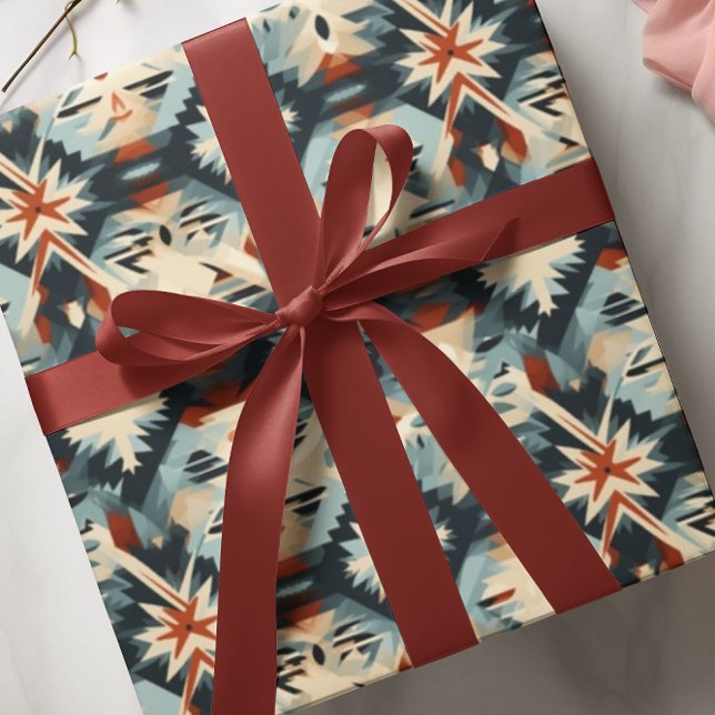 Papier Cadeau Motif Adobe moderne bleu sud-ouest (Créateur téléchargé)