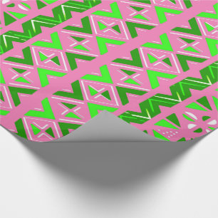 Papier Cadeau Motif africain rose et vert