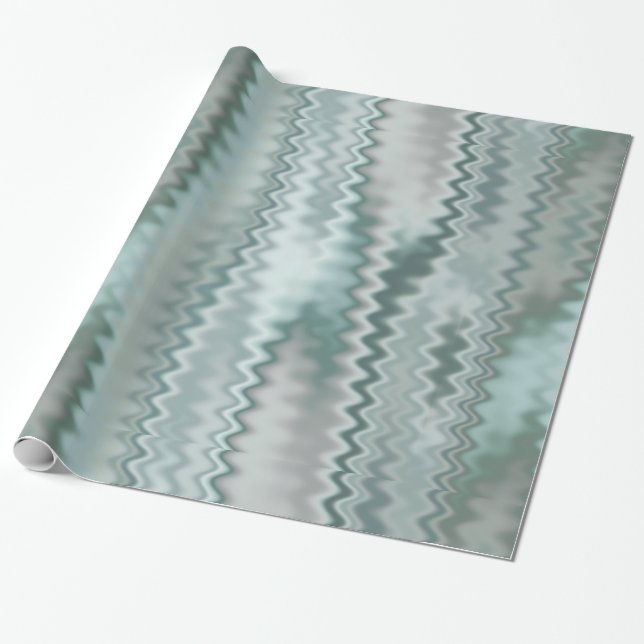 Papier Cadeau Motif aléatoire de fractale de zigzag d'Aqua (Déroulé)