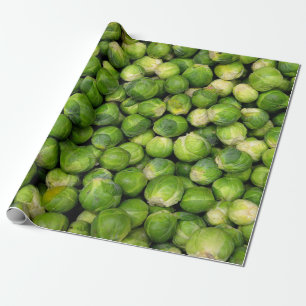 Papier Cadeau Motif alimentaire légume chou de Bruxelles vert