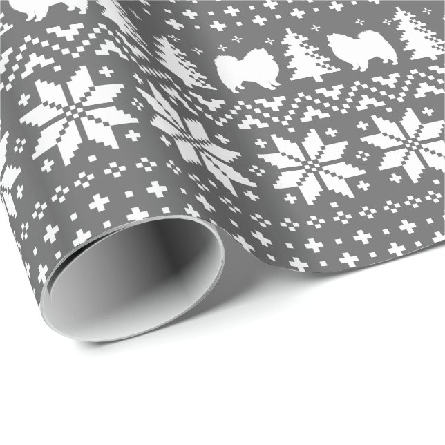 Papier Cadeau Motif américain de chandail de Noël de chiens (Coin rond)