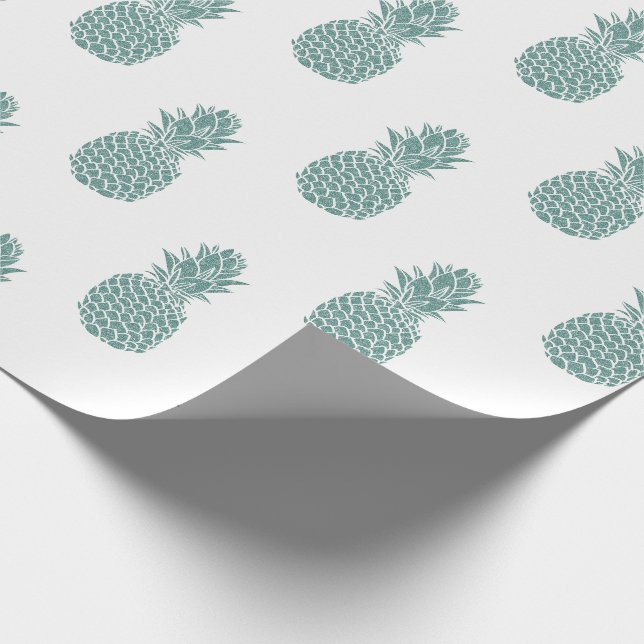 Papier Cadeau Motif ananas à Parties scintillant Turquoise fille (Coin)