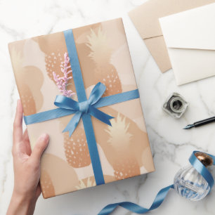 Papier Cadeau Motif Ananas Dorés