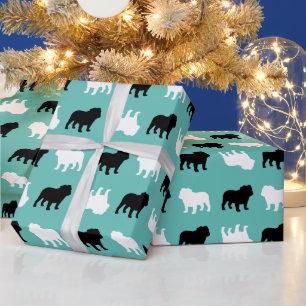 Papier Cadeau Motif anglais Bulldog Silhouettes