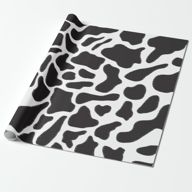 Papier Cadeau Motif animal à tache de vache noire et blanche (Déroulé)