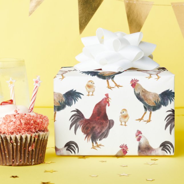 Papier Cadeau Motif animal de la ferme de poulet (Fête d'anniversaire)