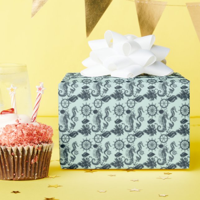 Papier Cadeau Motif animal marin vintage (Fête d'anniversaire)