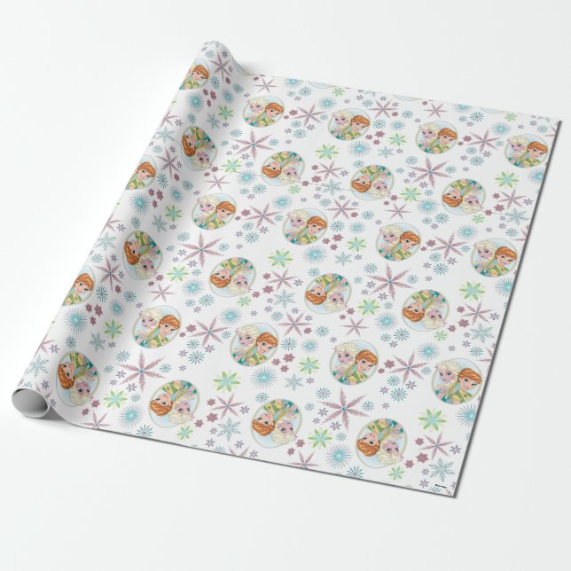 Papier Cadeau Motif Anna et Elsa (Déroulé)