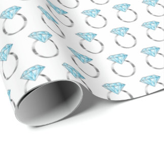 Papier Cadeau Motif anneau de Mariage Fiançailles de diamant
