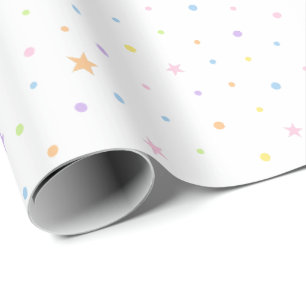Papier Cadeau Motif Anniversaire Confettis Pastel Fond Blanc