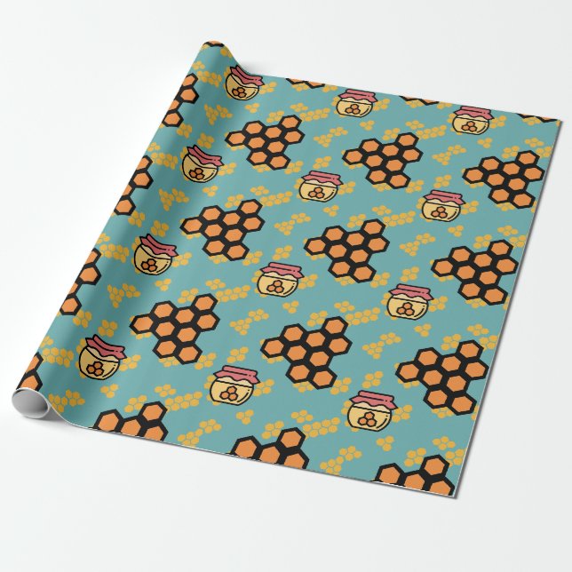 Papier Cadeau Motif apicole (Déroulé)