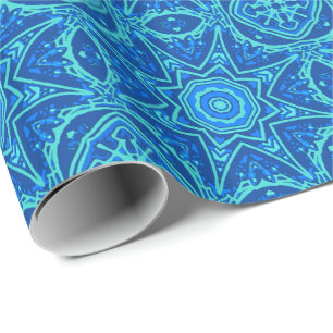 Papier Cadeau Motif aquarelle abstrait - Bleu denim