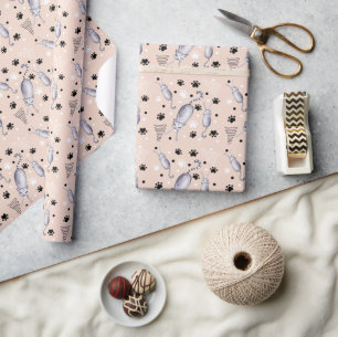 Papier Cadeau Motif aquarelle Chats et Pattes