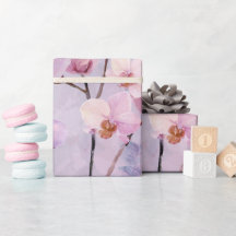 Motif aquarelle chic lilas pêche orchidée douce