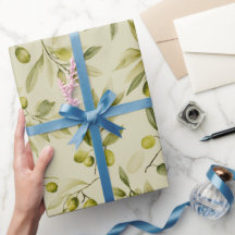 Motif aquarelle de branche d'olive beige olive dou