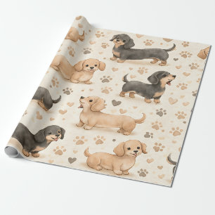 Papier Cadeau Motif aquarelle de chiot adorable (1)