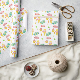 Papier Cadeau Motif aquarelle de glace de bonbons d'été mignon