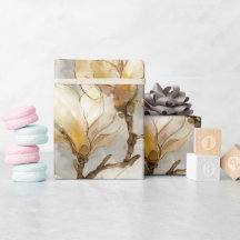 Motif aquarelle de perle de magnolia en or de luxe