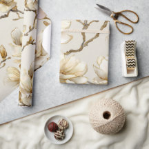 Motif aquarelle de perle de magnolia en or de luxe