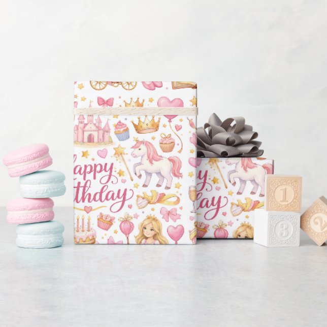 Papier Cadeau Motif aquarelle fantaisiste pour l'anniversaire d' (Baby Shower)