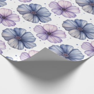 Papier Cadeau Motif aquarelle florale lavande et bleu