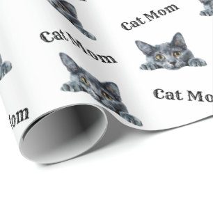 Papier Cadeau Motif aquarelle Korat Maman chat qui regarde