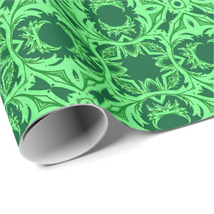 Papier Cadeau Motif arabesque orné - Vert émeraude