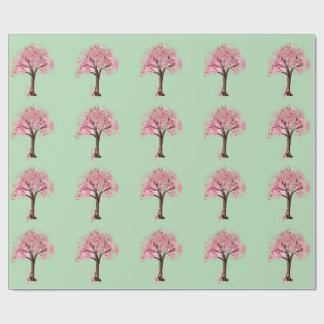 Papier Cadeau Motif Arbres Roses