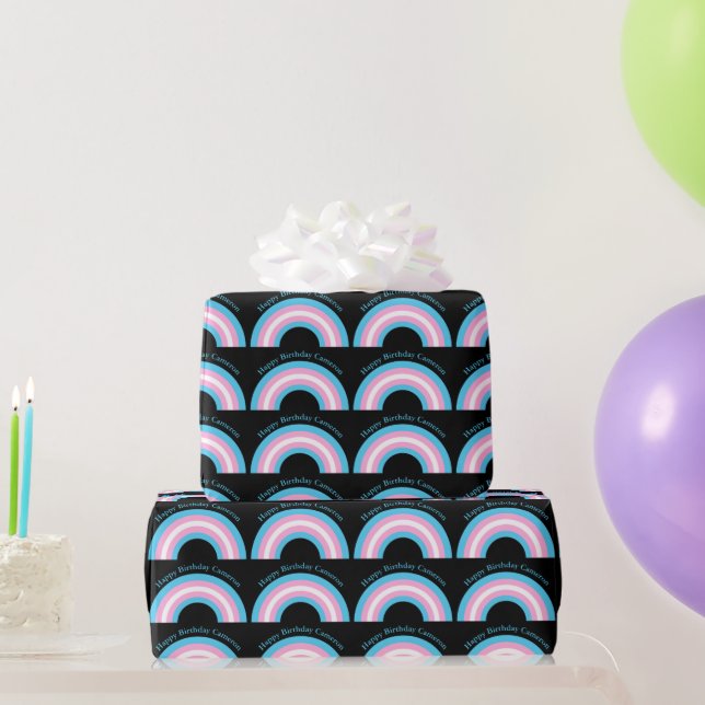 Papier Cadeau Motif arc-en-ciel mignon Transgenre personnalisé (Cadeaux de fête)