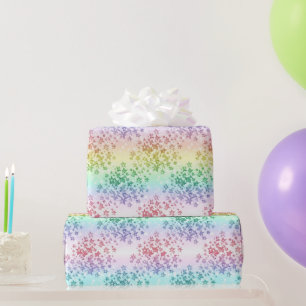 Papier Cadeau Motif arc-en-ciel ombré pailleté pastel