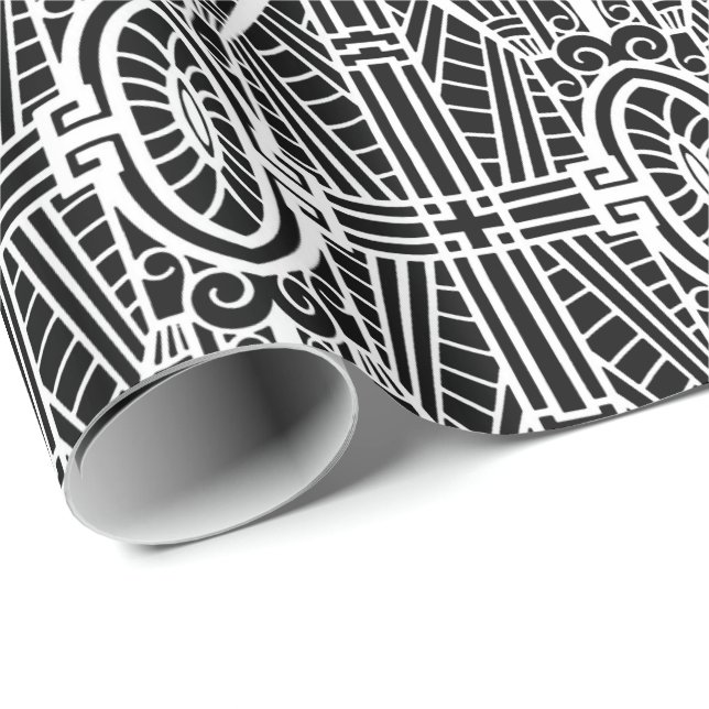 Papier Cadeau Motif architectural de Deco, noir et blanc (Coin rond)
